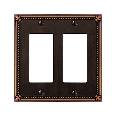 Amerelle Amerelle Imperial Bead Aged Bronze 2 gang Die-Cast Metal Decorator Wall Plate 1 pk 74RRDB